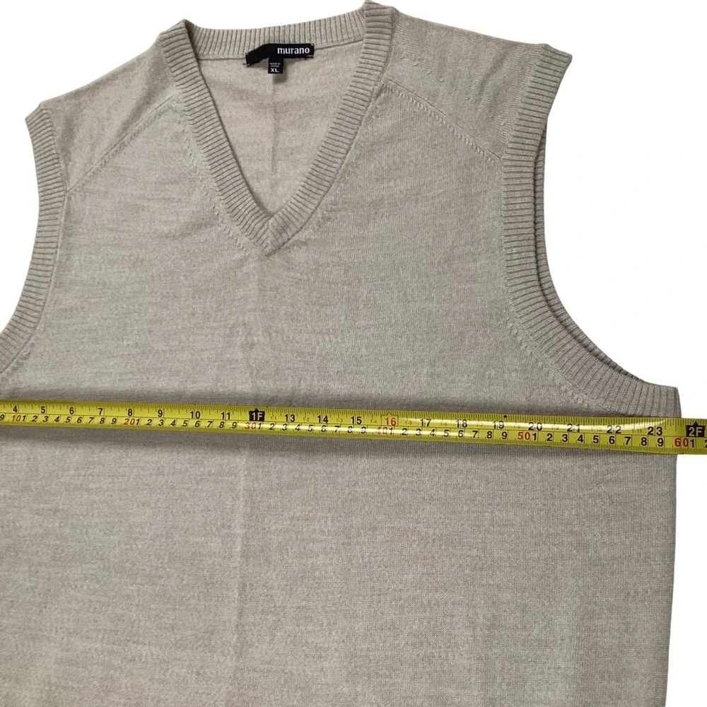 Murano Mens V Neck Sweater Vest Tan Beige 100% Merino‎ Wool XL